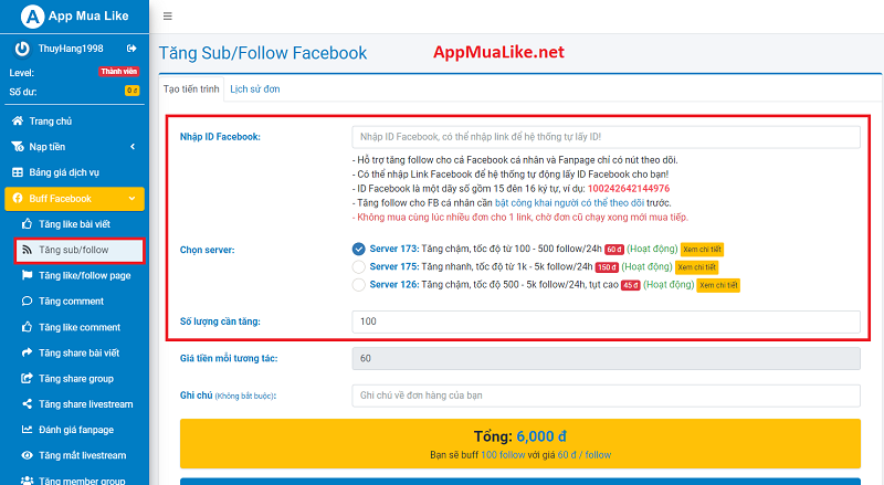 Dịch vụ tăng follow Facebook uy tín